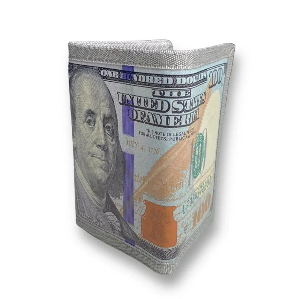 100 Dollar Bill Printed Trifold Wallet